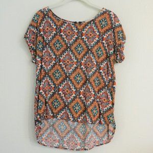 Pink Republic High Low Colorful Patterned Top
